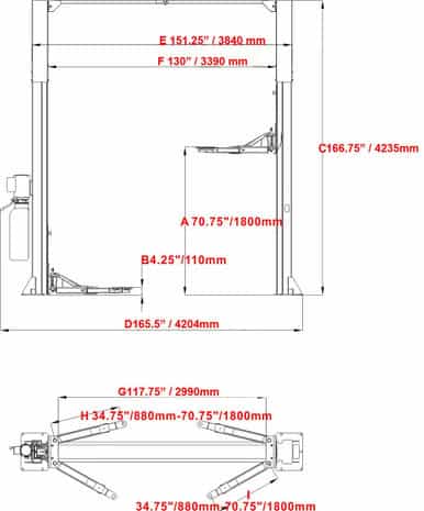 AUTOKATO AK-M120 12,000 LB 2-Post Auto Lift