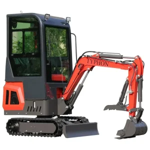 TYPHON TERROR ONE Mini Excavator – 1.1 Ton Trench Digger with Cabin, Hydraulic Thumb Clip, Hydraulic Oil Cooler, 13.5hp B&S Engine USA
