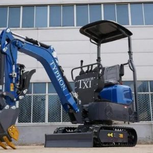 TYPHON TERROR XI STORM Mini Excavator – 1.1 Ton Trench Digger with Boom Swing, Hydraulic Thumb Clip, Bucket