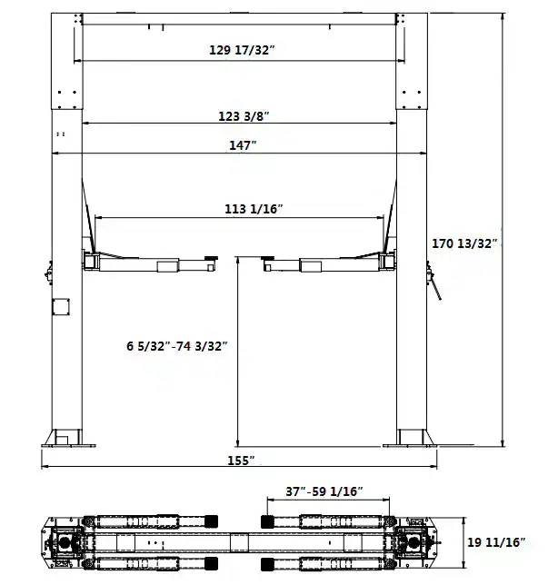 Duty 2-post car lift for automotive repair and maintenance. Ideal for garages needing reliable, high.